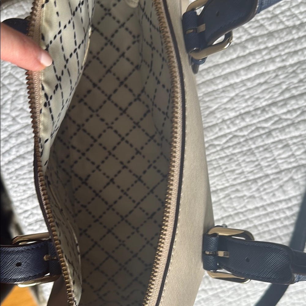 Kate Spade Blue and Cream Satchel with Structured Design - Picture 5 of 6